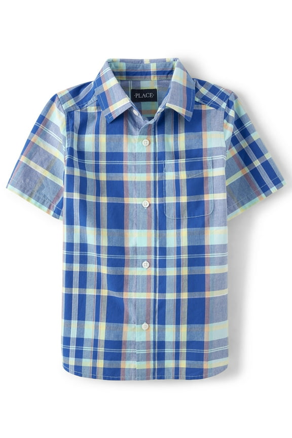 Boys Short Sleeve Button Up Shirt, Sizes XS-XXL