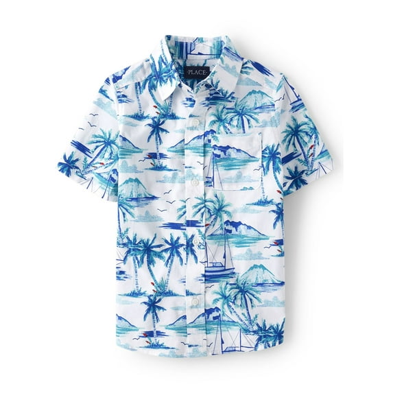 The Children's Place Boys Short Sleeve Button-up Shirt, Sizes XS-XXL
