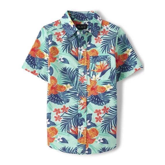 The Children's Place Boys Short Sleeve Button-up Shirt, Sizes XS-XXL