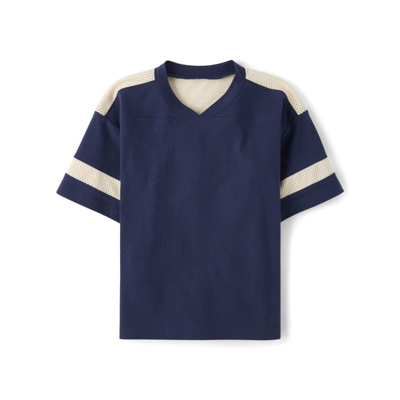 The Children's Place Boys Short Sleeve Contrast Mesh Football Tee, Sizes XS-XXL