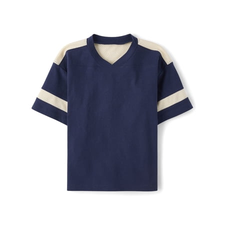The Children's Place Boys Short Sleeve Contrast Mesh Football Tee, Sizes XS-XXL