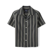 Boys Short Sleeve Embroidered Textured Button Up Shirt, Sizes S-XXL