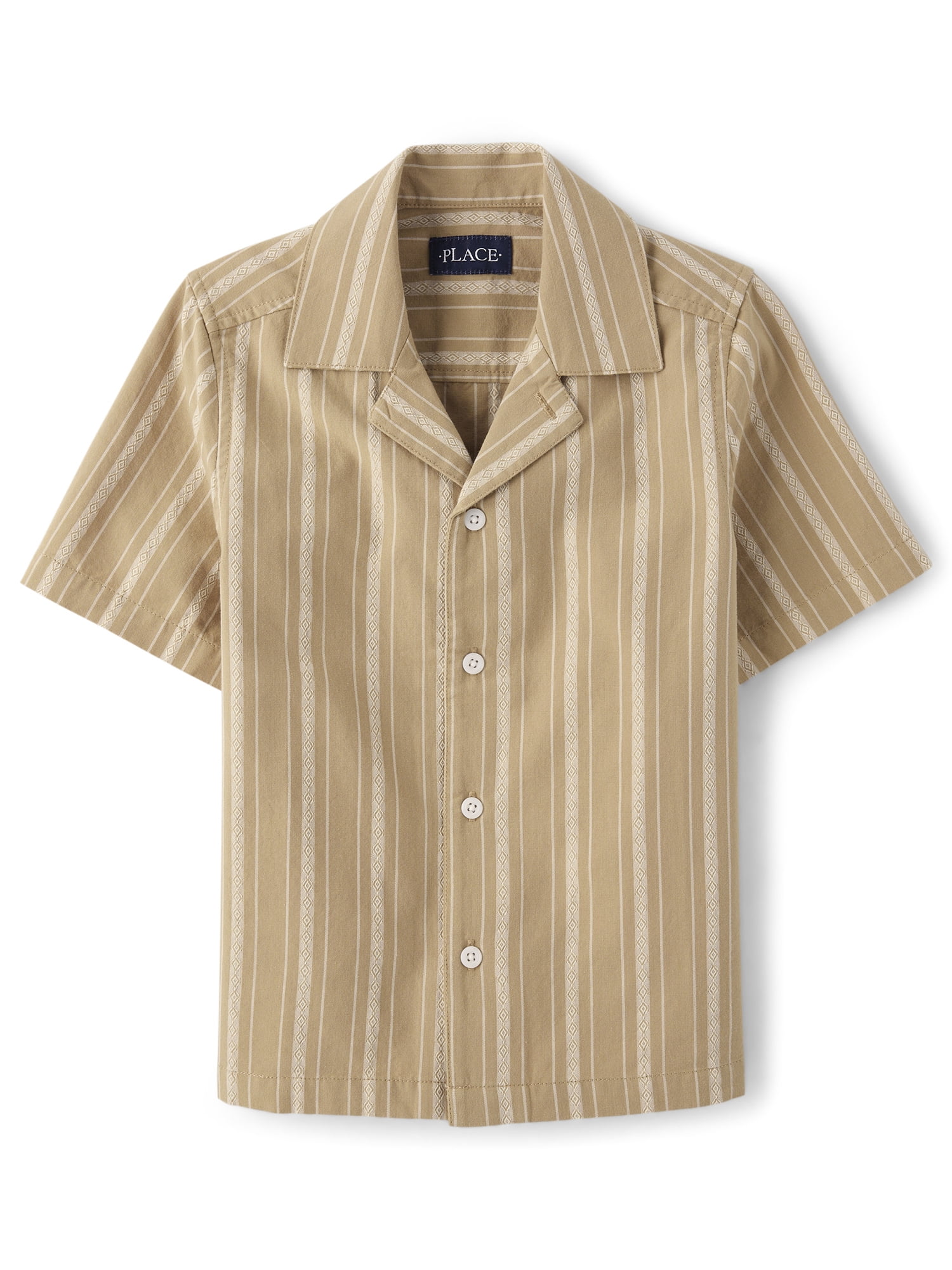 The Children's Place Boys Short Sleeve Embroidered Textured Button Up Shirt, Sizes XS-XXL