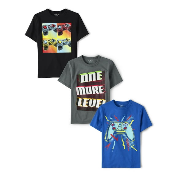Boys Short Sleeve Gaming Graphic Tee, 3-Pack, Sizes XS-XXL