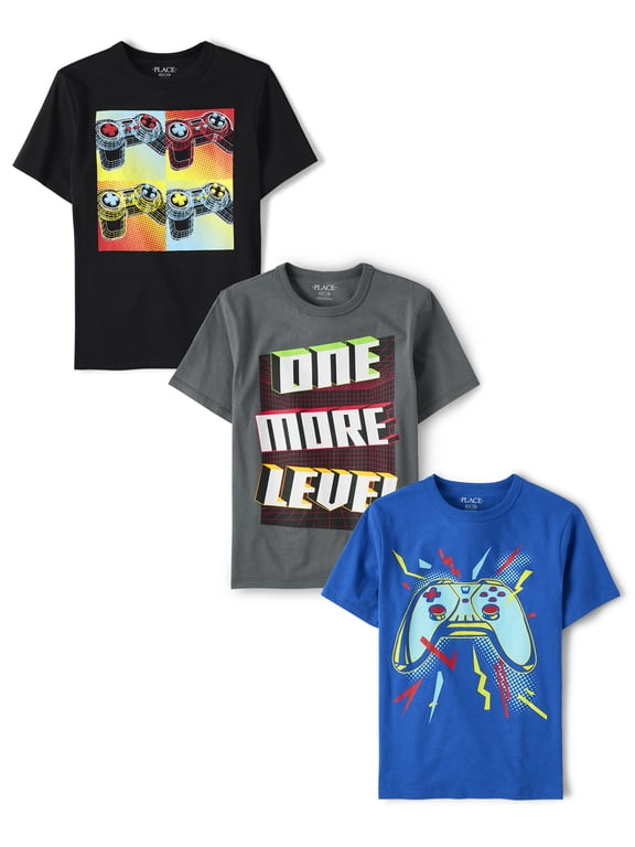 Boys Short Sleeve Gaming Graphic Tee, 3-Pack, Sizes XS-XXL