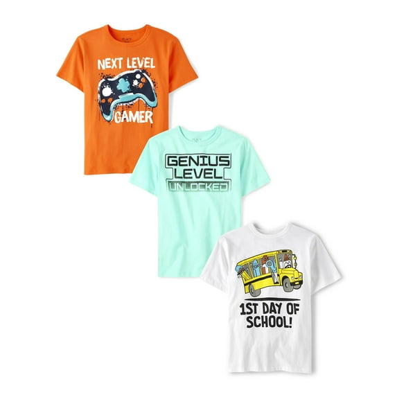 The Children's Place Boys Short Sleeve Gammer T-Shirt, 3-Pack, Sizes XS-XXL