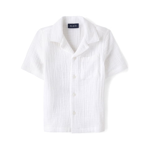 Boys Short Sleeve Gauze Button Up Shirt, Sizes S-XXL