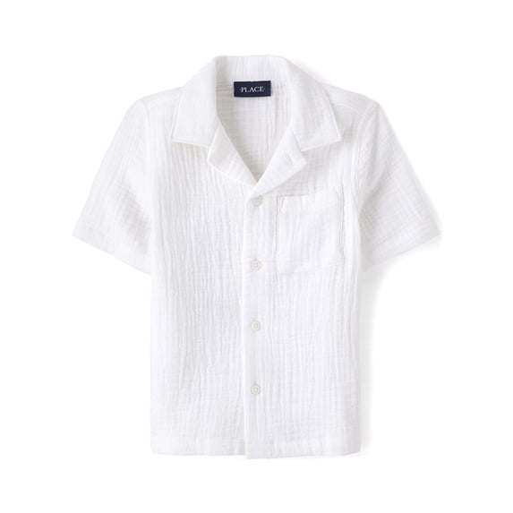 The Children's Place Boys Short Sleeve Gauze Button Up Shirt, Sizes S-XXL