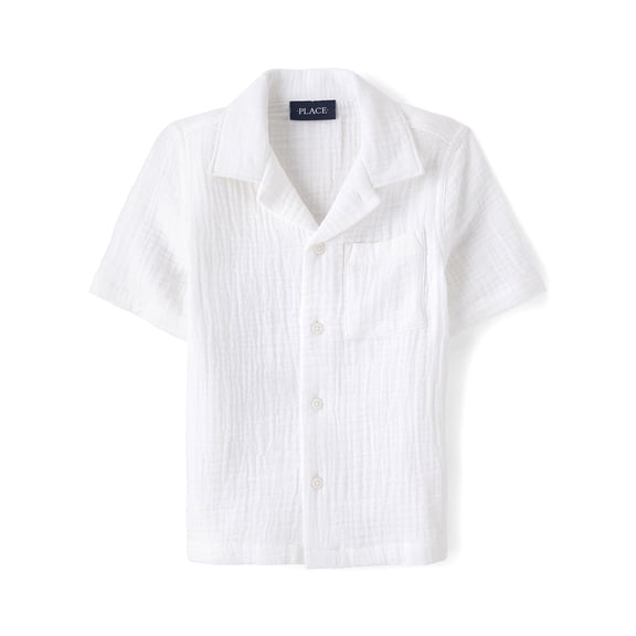 The Children's Place Boys Short Sleeve Gauze Button Up Shirt, Sizes S-XXL