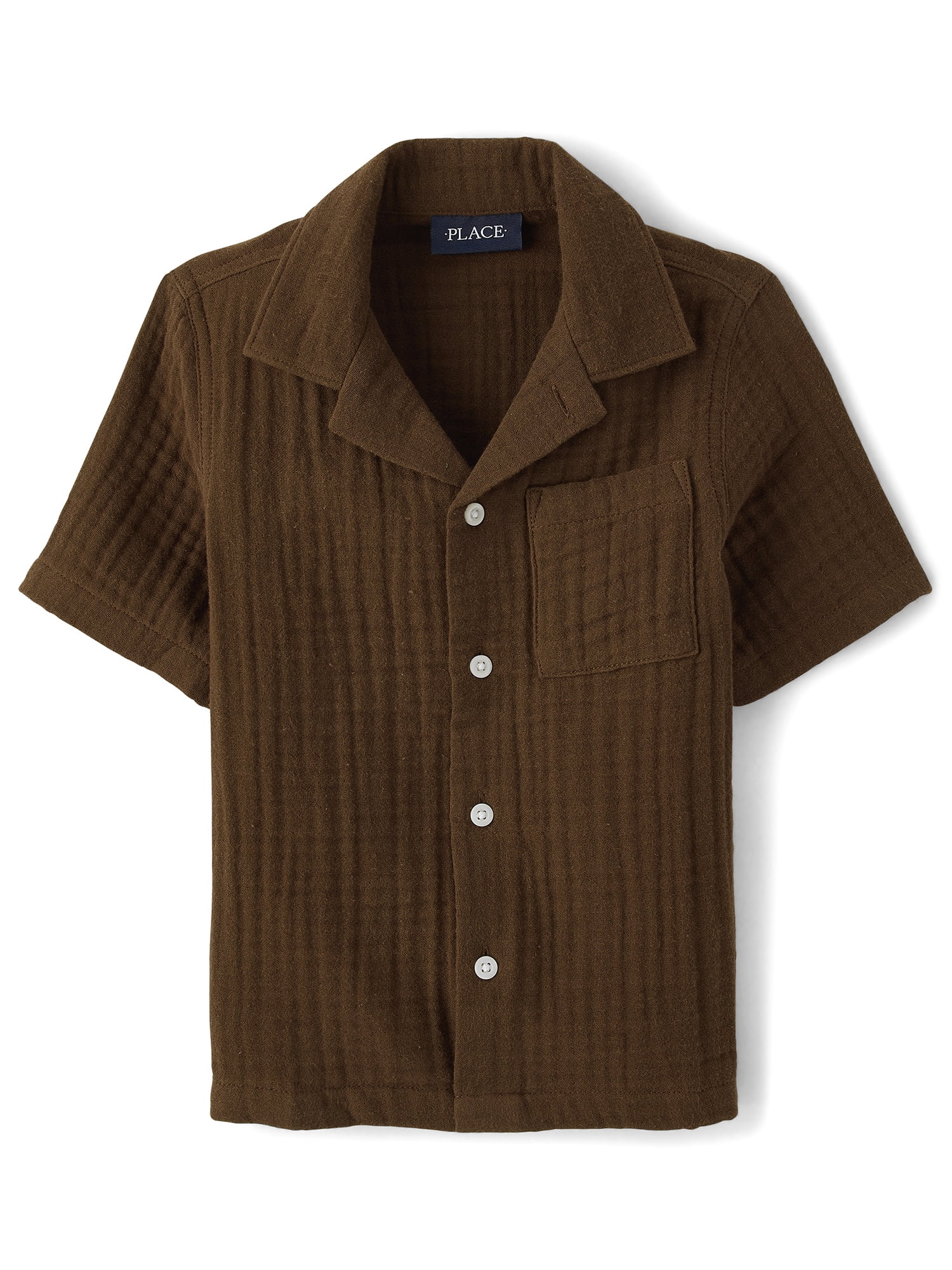 The Children's Place Boys Short Sleeve Gauze Button Up Shirt, Sizes XS-XXL