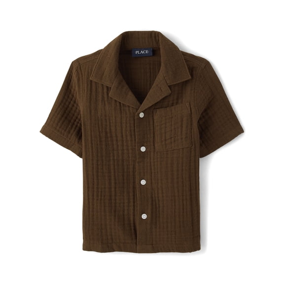 The Children's Place Boys Short Sleeve Gauze Button Up Shirt, Sizes XS-XXL