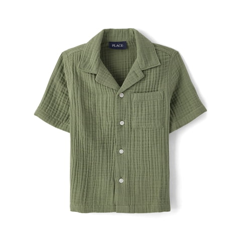 Boys Short Sleeve Gauze Button Up Shirt, Sizes XS-XXL