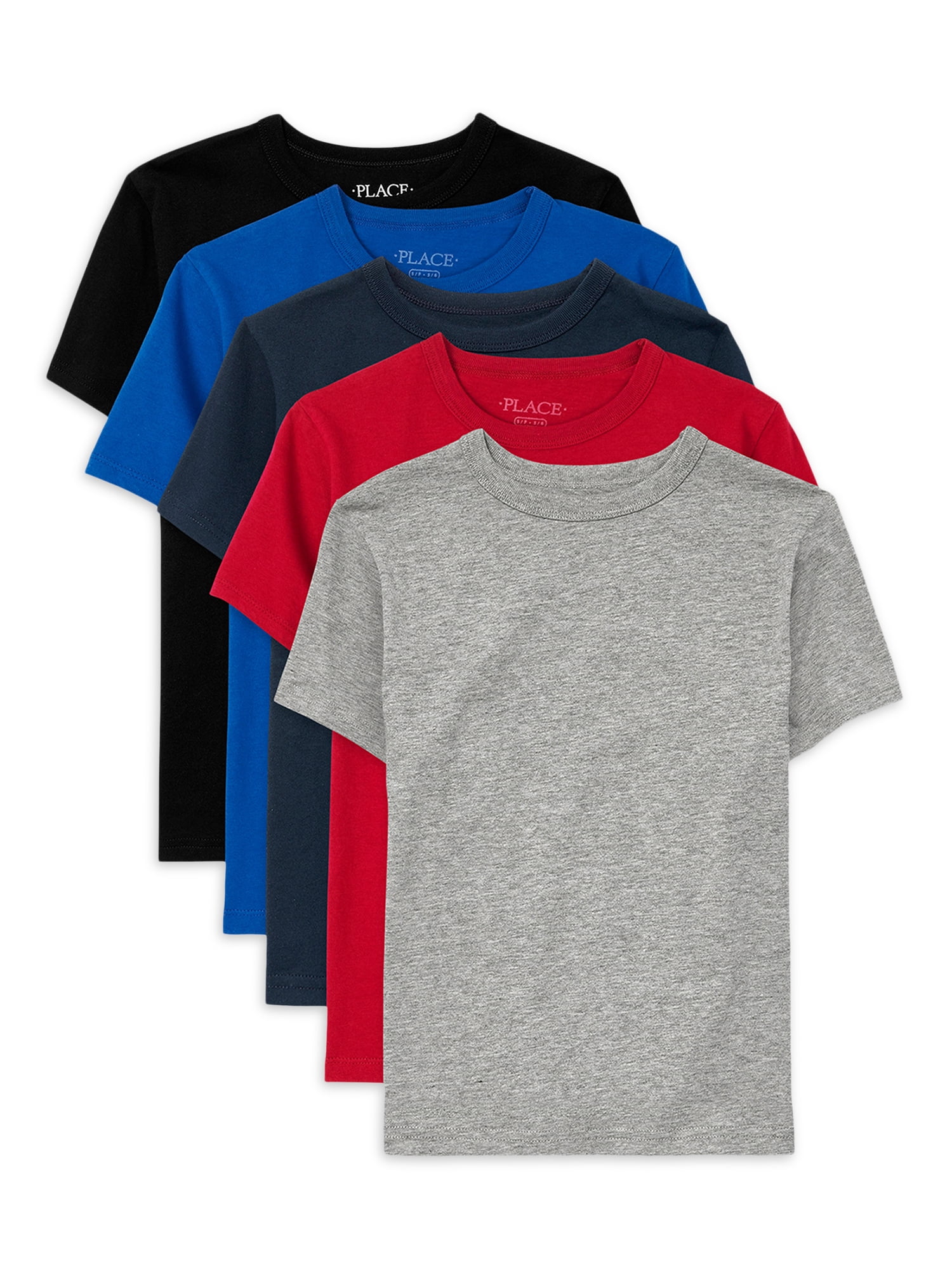 The Children's Place Boys Short Sleeve Layering T-Shirt, 5-Pack, Sizes XS-XXL