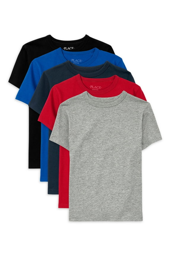 Boys Short Sleeve Layering T-Shirt, 5-Pack, Sizes XS-XXL