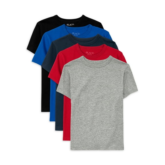 The Children's Place Boys Short Sleeve Layering T-Shirt, 5-Pack, Sizes XS-XXL