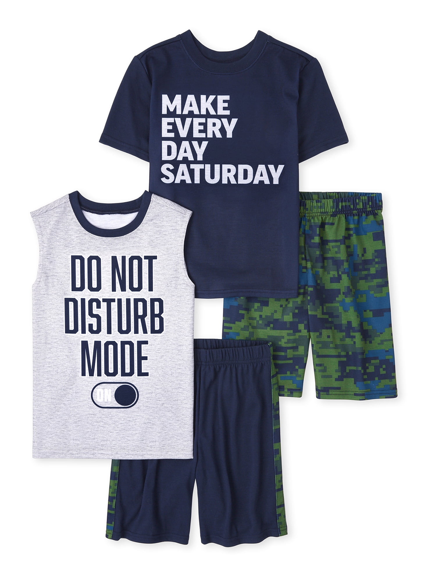 The Children s Place Boys Short Sleeve Make Every Day Saturday And Sleeveless Do Not Disturb Mode 4 Piece Pajamas Sizes 4 16