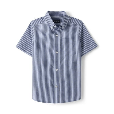 The Children's Place Boys Short Sleeve Poplin Button Up Shirt, Sizes XS-XXL