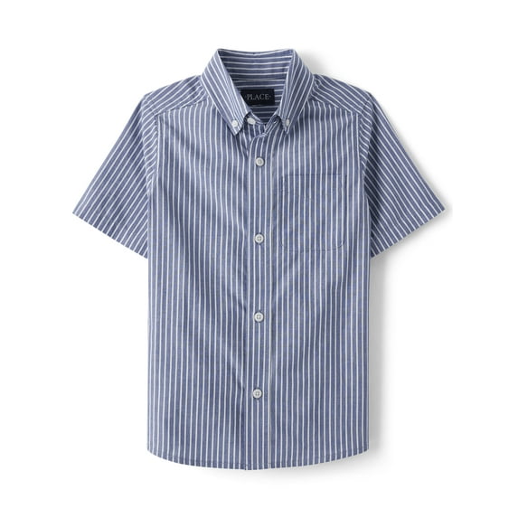 The Children's Place Boys Short Sleeve Poplin Button Up Shirt, Sizes XS-XXL