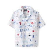 Boys Short Sleeve Printed Poplin Button Up Shirt, Sizes S-XXL