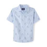 Boys Short Sleeve Printed Poplin Button Up Shirt, Sizes XS-XXL