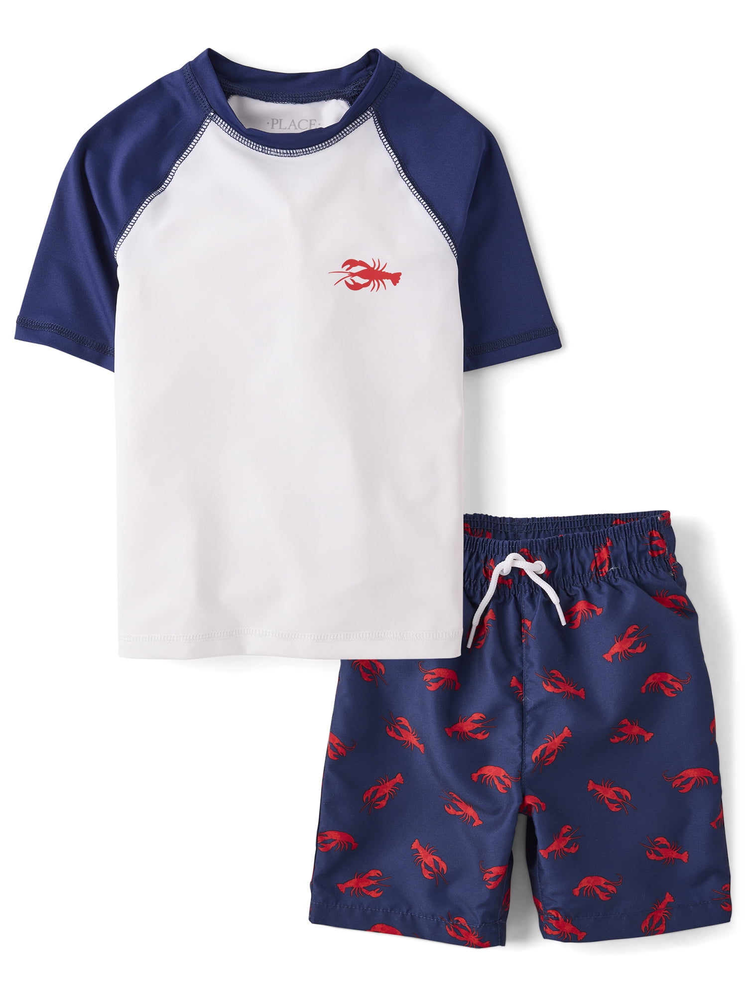 The Children's Place Boys Short Sleeve Printed Rashguard Swim Set, 2-Piece, Sizes S-XXL