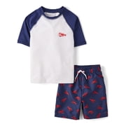 Boys Short Sleeve Printed Rashguard Swim Set, 2-Piece, Sizes S-XXL