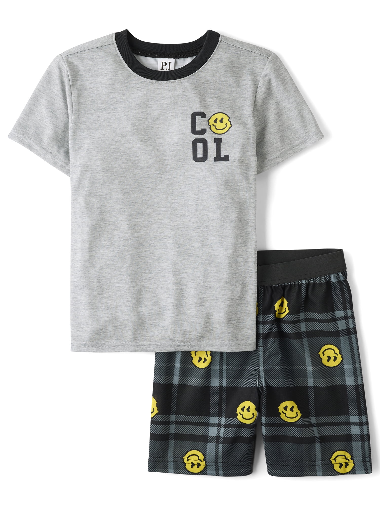 The Children's Place Boys Short Sleeve Snug Fit Cool Emoji Plaid Pajamas, Sizes XS-XXL