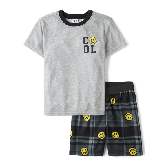 The Children's Place Boys Short Sleeve Snug Fit Cool Emoji Plaid Pajamas, Sizes XS-XXL
