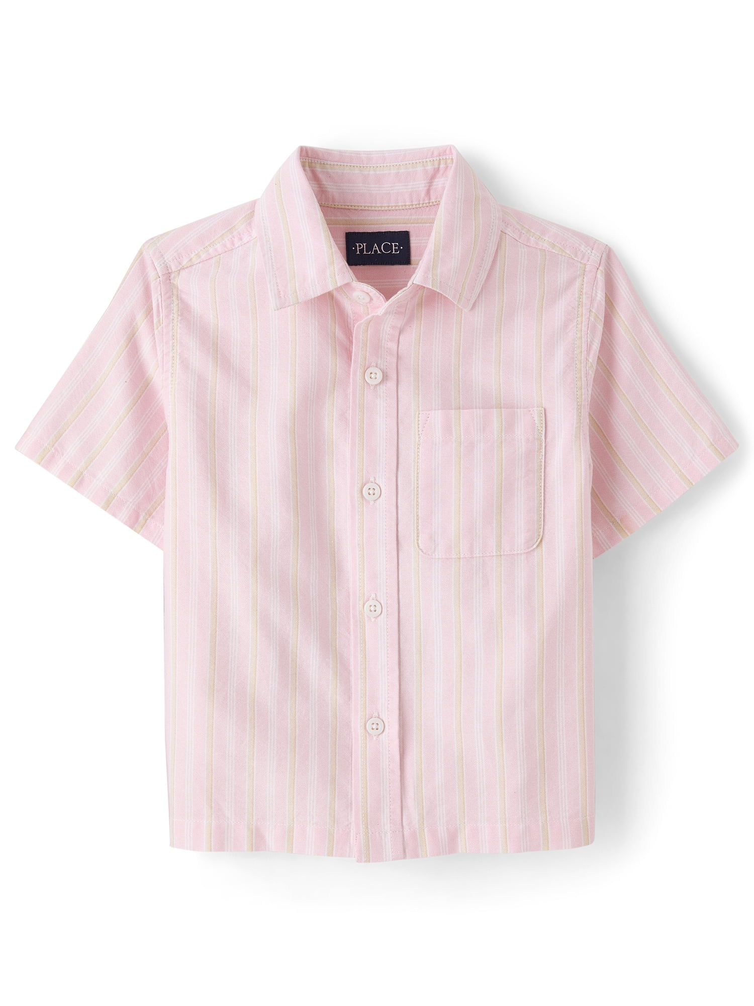 The Children's Place Boys Short Sleeve Striped Oxford Button Up Shirt, Sizes XS-XXL