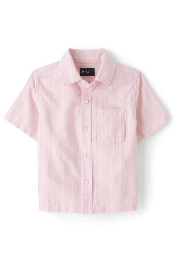 Boys Short Sleeve Striped Oxford Button Up Shirt, Sizes XS-XXL