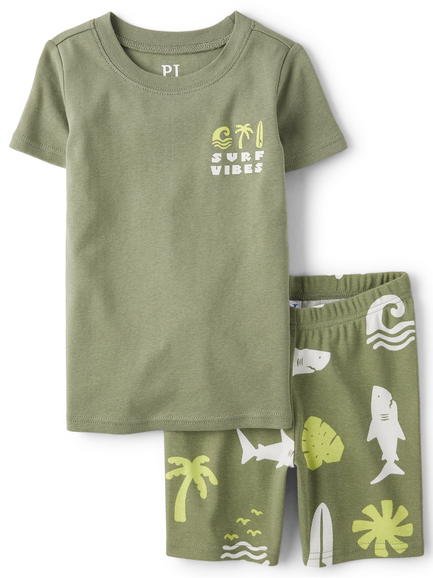 The Children's Place Boys Short Sleeve Surf Vibes Snug Fit Cotton PJs, Sizes 4-16