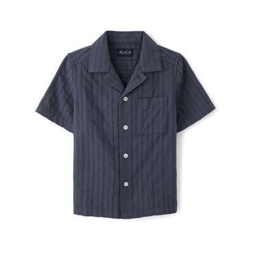 The Children's Place Boys Short Sleeve Textured Plaid Button Up Shirt, Sizes XS-XXL