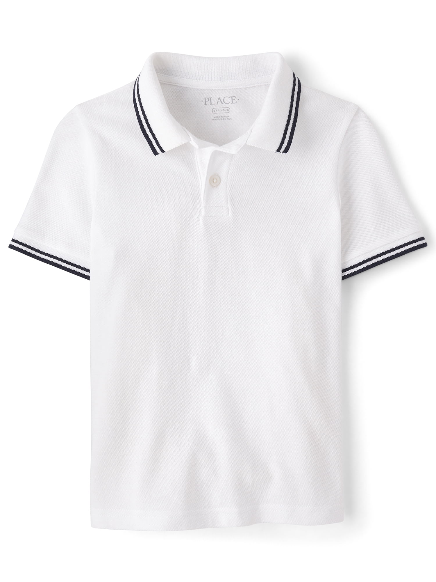 The Children's Place Boys Short Sleeve Tipped Solid Pique Polo, Sizes XS-XXL