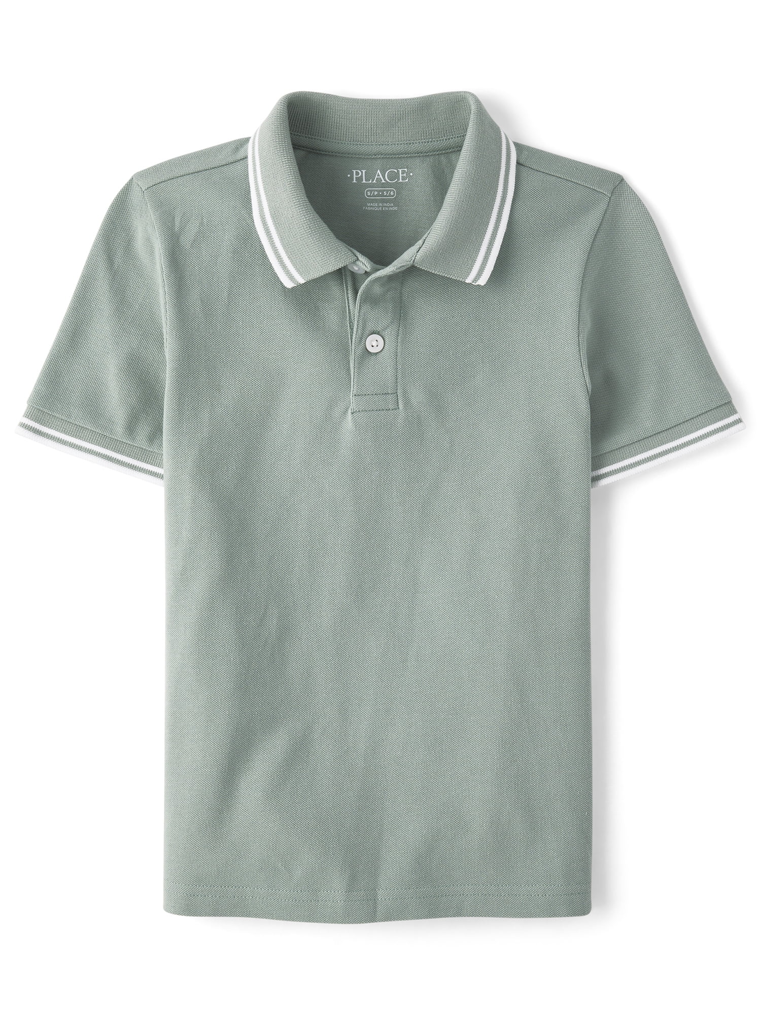 The Children's Place Boys Short Sleeve Tipped Solid Pique Polo, Sizes XS-XXL
