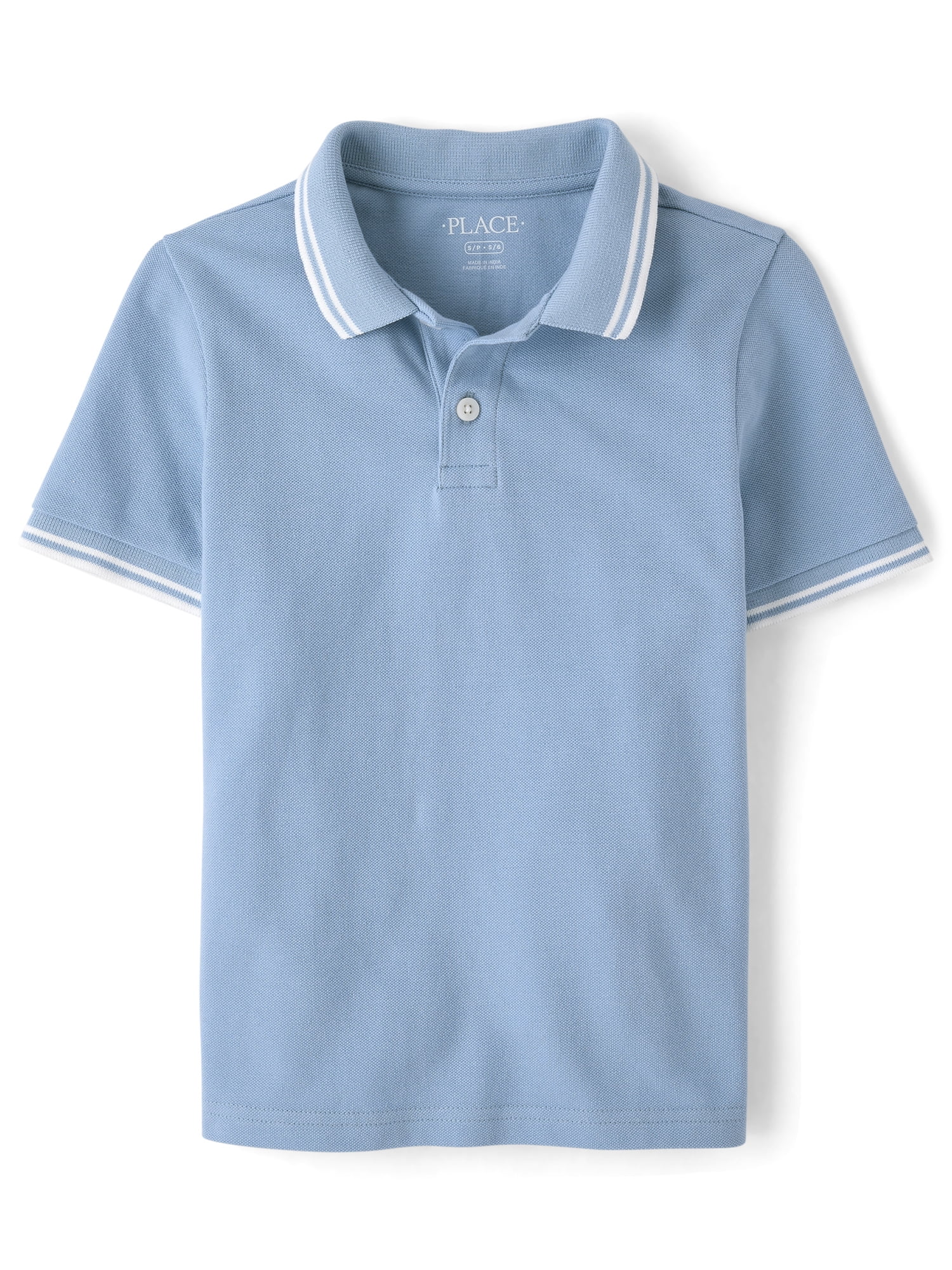 The Children's Place Boys Short Sleeve Tipped Solid Pique Polo, Sizes XS-XXL