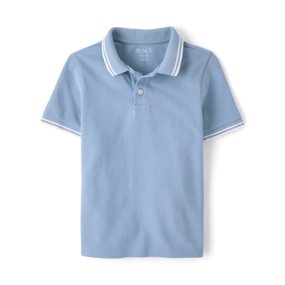 The Children's Place Boys Short Sleeve Tipped Solid Pique Polo, Sizes XS-XXL