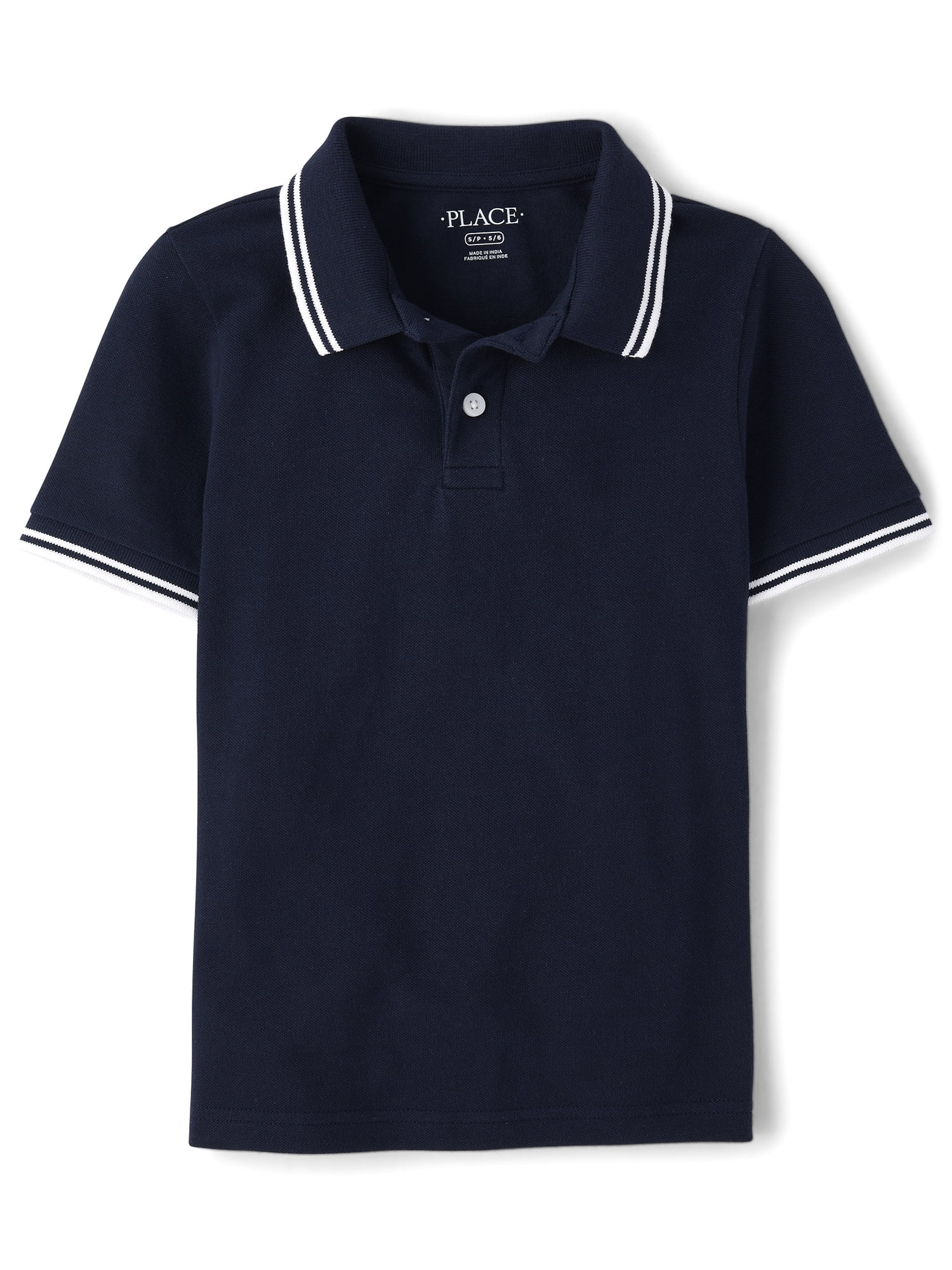 The Children's Place Boys Short Sleeve Tipped Solid Pique Polo, Sizes XS-XXL