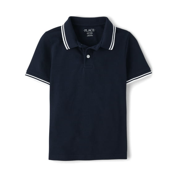 The Children's Place Boys Short Sleeve Tipped Solid Pique Polo, Sizes XS-XXL