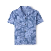 The Children's Place Boys Short Sleeve Tropical Leaf Knit Button Up Shirt, Sizes XS-XXL