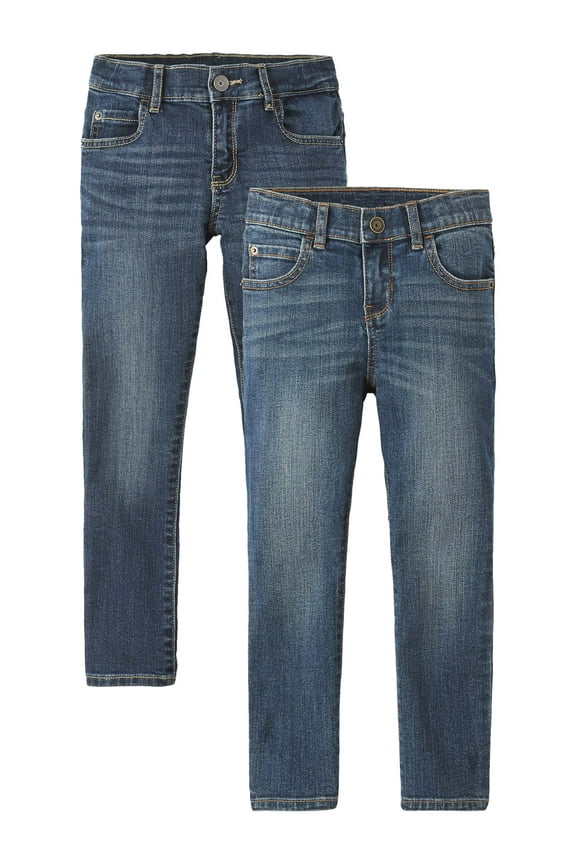 Boys Skinny Fit Denim Jeans, 2-Pack, Sizes 4-16