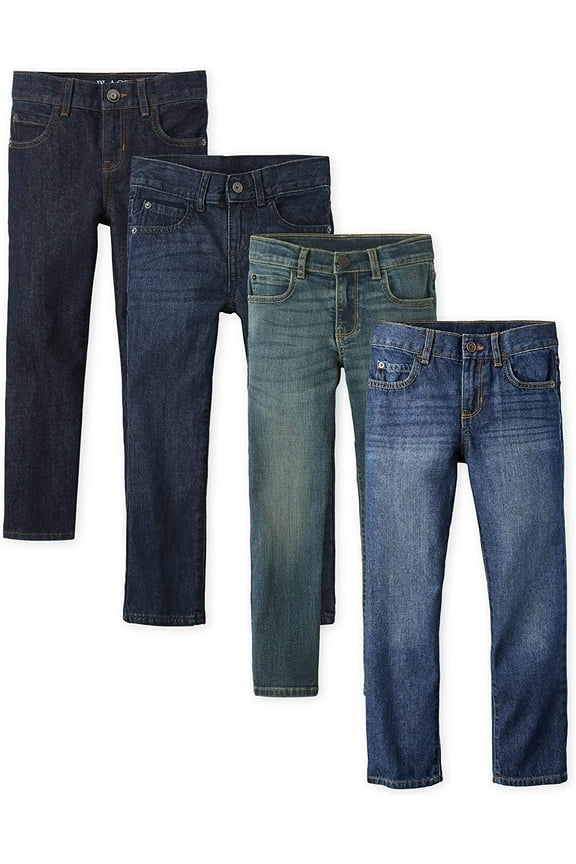 Boys Straight Fit Denim Jeans, 4-Pack, Sizes 4-18