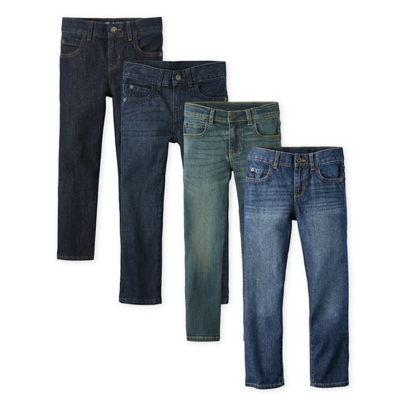 The Children's Place Boys Straight Fit Denim Jeans, 4-Pack, Sizes 4-18