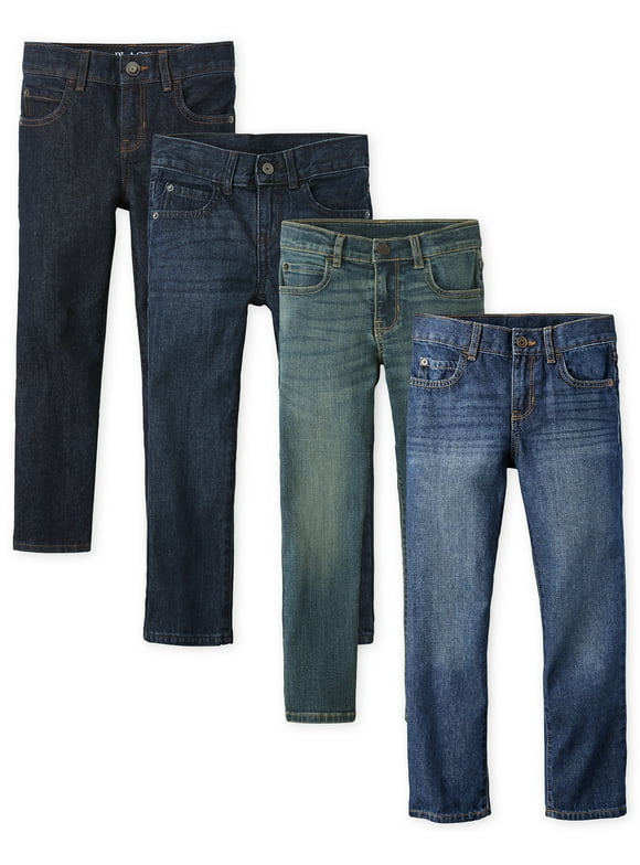Boys Straight Fit Denim Jeans, 4-Pack, Sizes 4-18