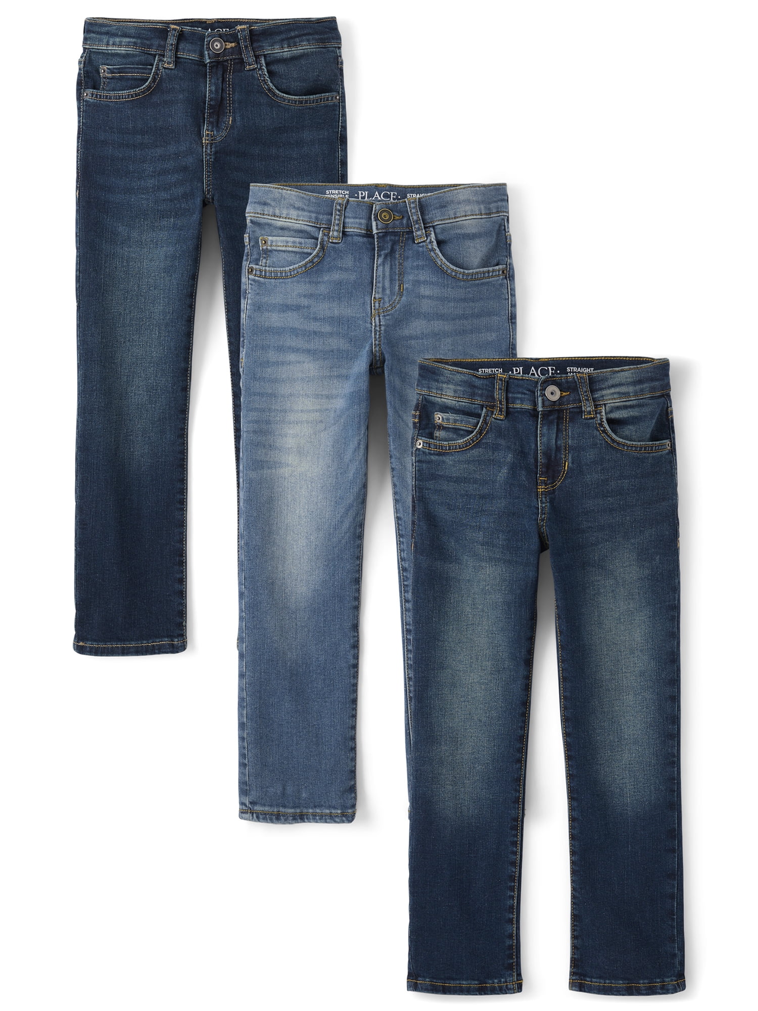 The Children's Place Boys Stretch Straight Fit Jeans, 3-Pack, Sizes 4-18