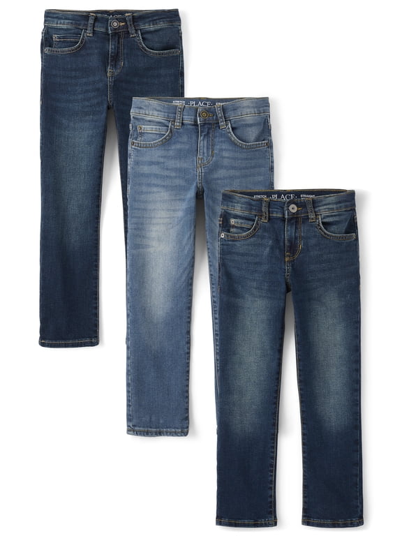 Boys Stretch Straight Fit Jeans, 3-Pack, Sizes 4-18