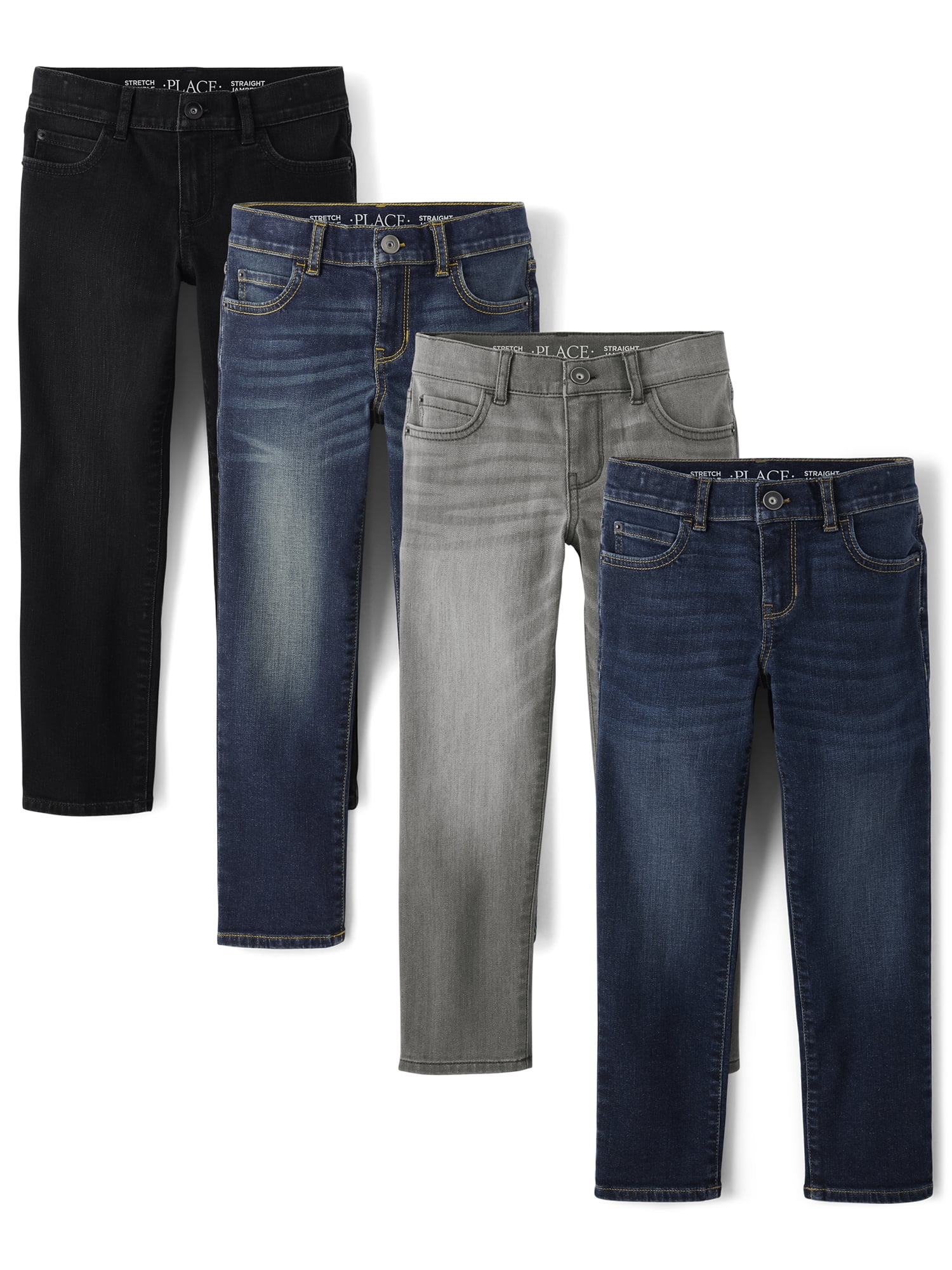 The Children's Place Boys Stretch Straight Fit Jeans, 4-Pack, Sizes 4-18