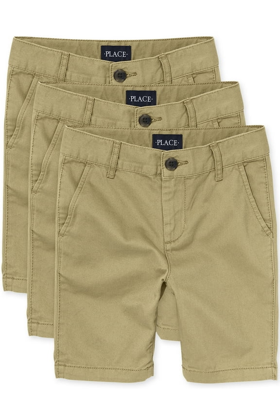Boys Uniform Chino Shorts, 3-Pack, Sizes 4-16
