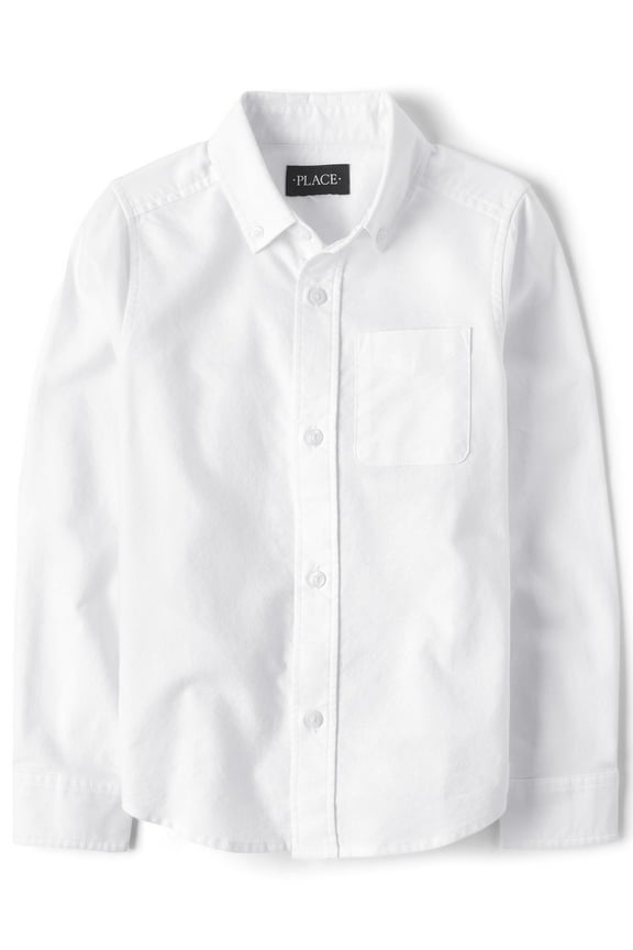 Boys Uniform Long Sleeve Oxford Button Up Shirt, Sizes XS-XXL