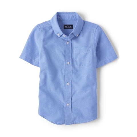 Boys Uniform Short Sleeve Woven Button Up Shirt, Sizes XS-XXL
