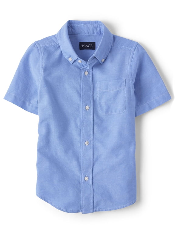 Boys Uniform Short Sleeve Woven Button Up Shirt, Sizes XS-XXL